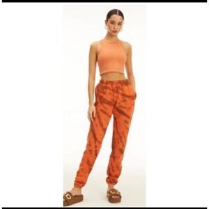 Good American Joggers Orange Cinnamon‎ Tie Dye Boyfriend Sweatpants Medium